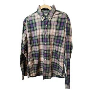 J. Crew Menswear Plaid Button-Down Shirt Long‎ Sleeve Top Classic Fit Size L